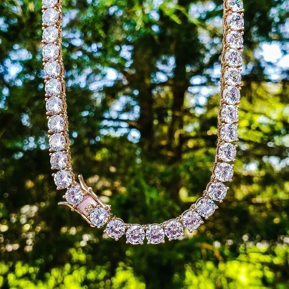 14k Rose Gp Lab Diamond 6mm Tennis Necklace